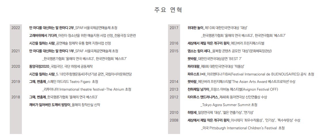 극단 하땅세 전체 연혁